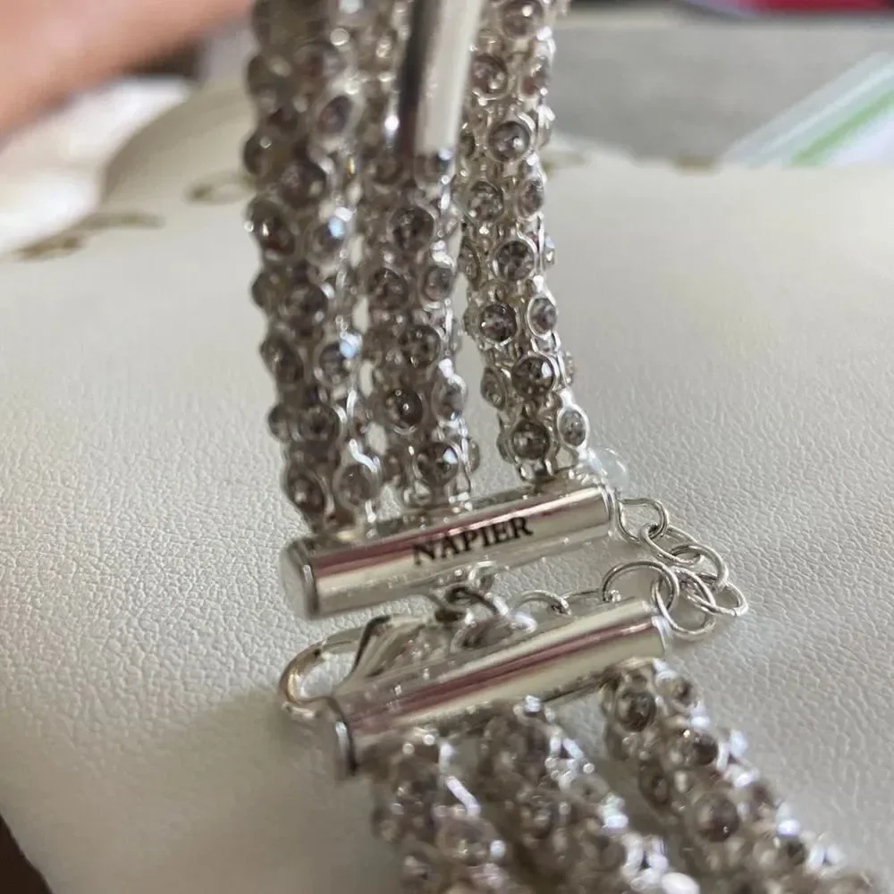 Napier NWOT 3 lawyered Silver color & Rhinestone stones
